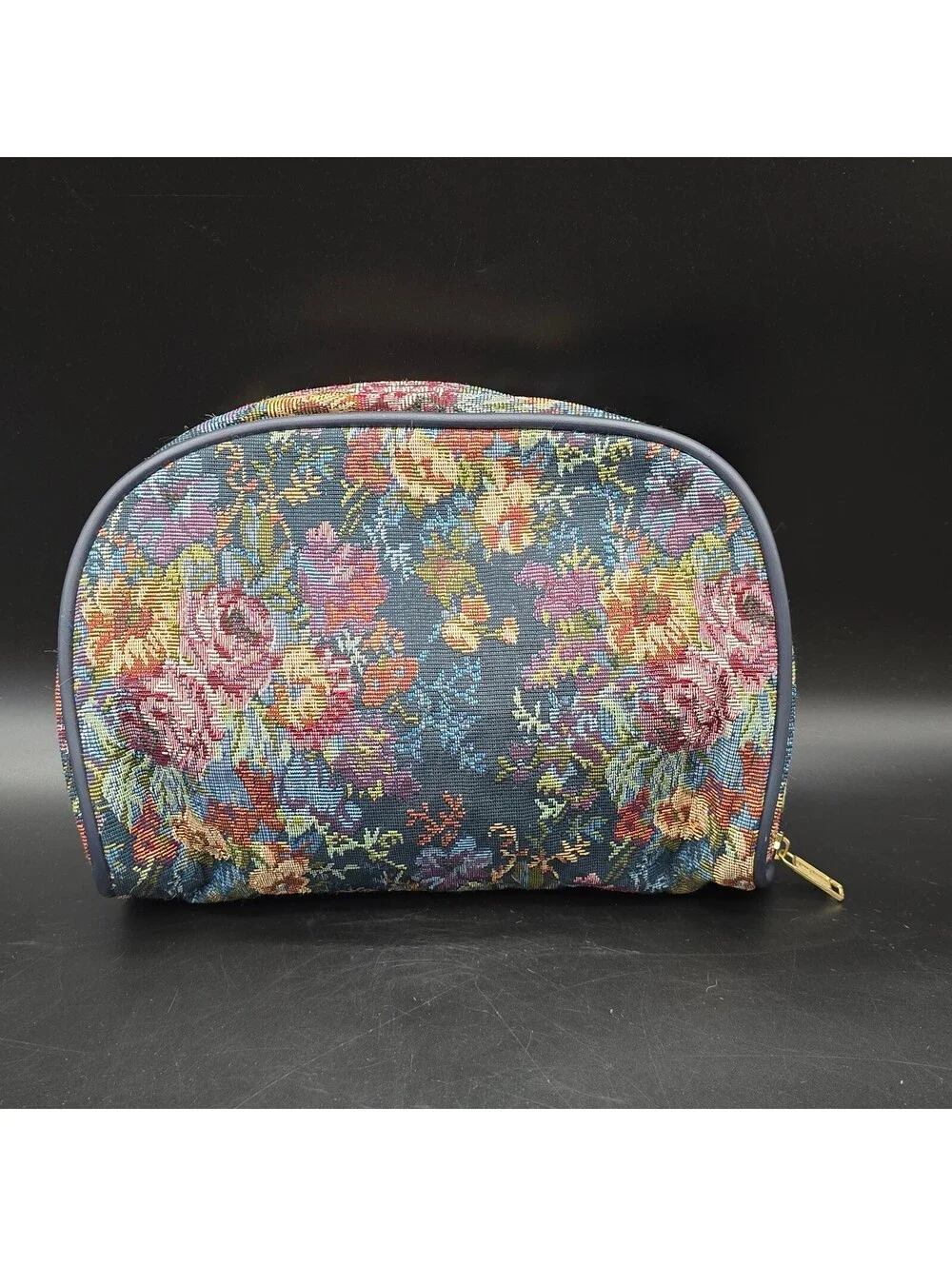 Vintage Jaguar Floral Tapestry Cosmetic Bag JCPenney Makeup Pouch RN 93877 Vtg